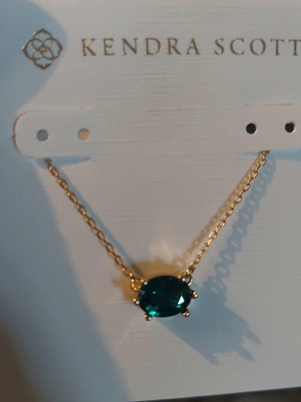 Kendra Scott Gold Necklace with Teal Oval Stone
